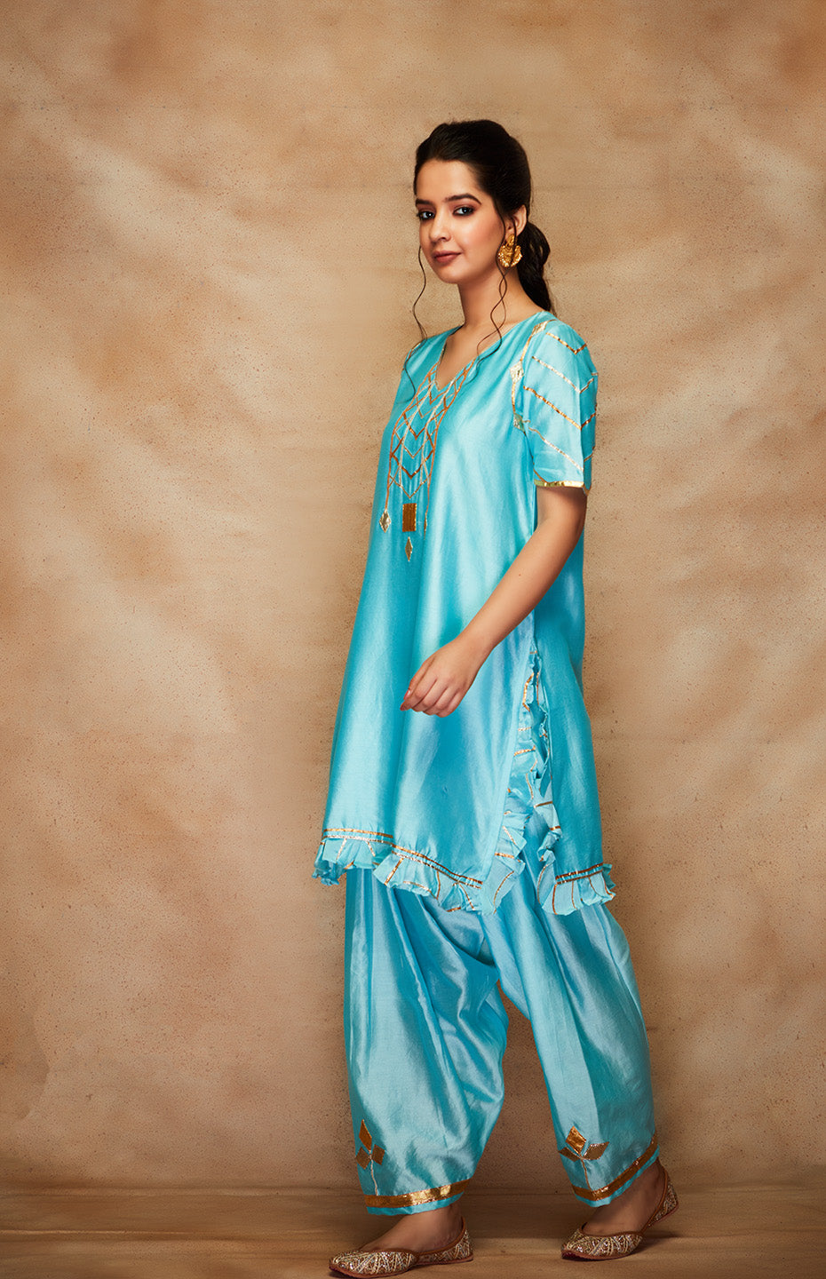 Blue Chanderi Silk Gota Salwar