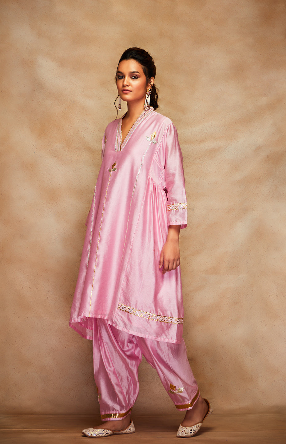 Pink Chanderi Silk Gota Salwar