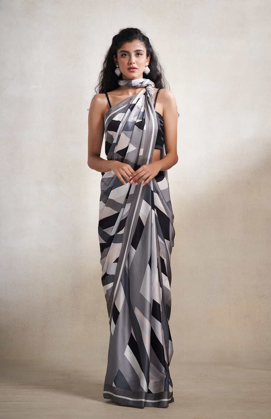 Monochrome Abstract Saree