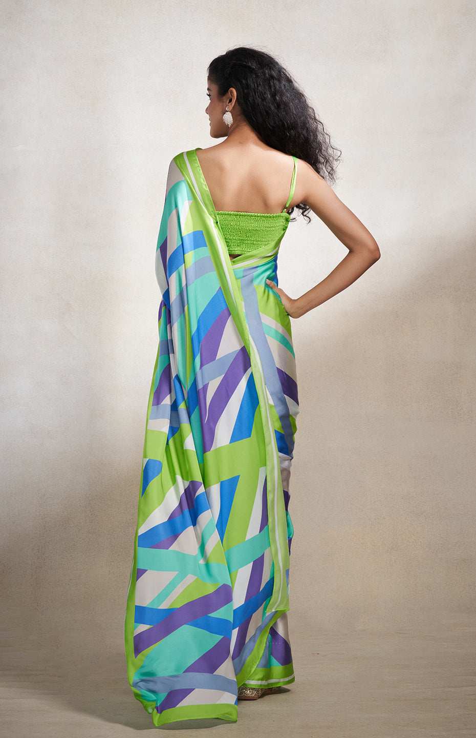 Green & Grey Abstract Saree