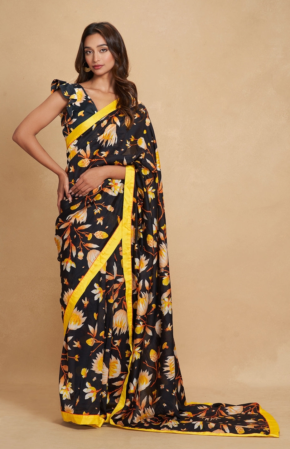 Black Printed Saree