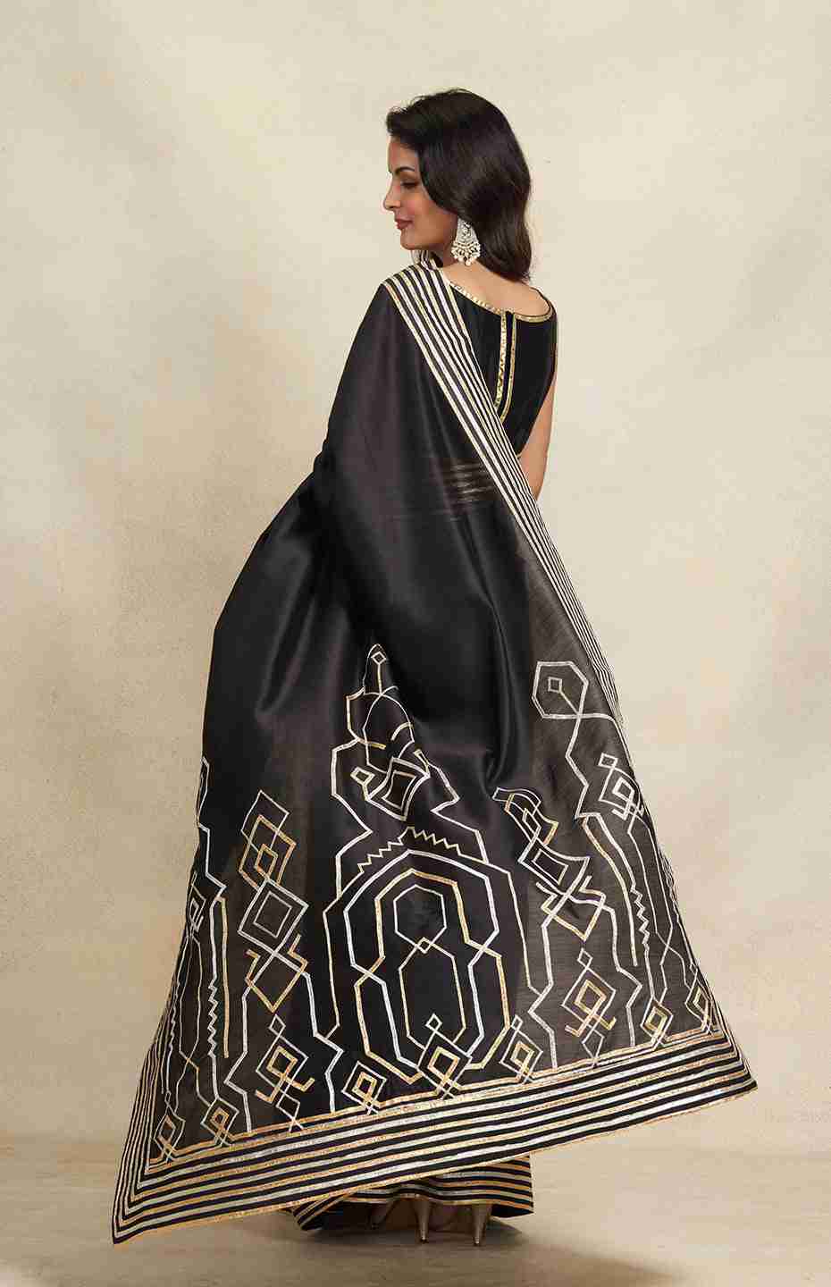 Black Heavy Gota Saree