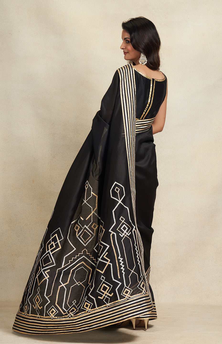 Black Heavy Gota Saree