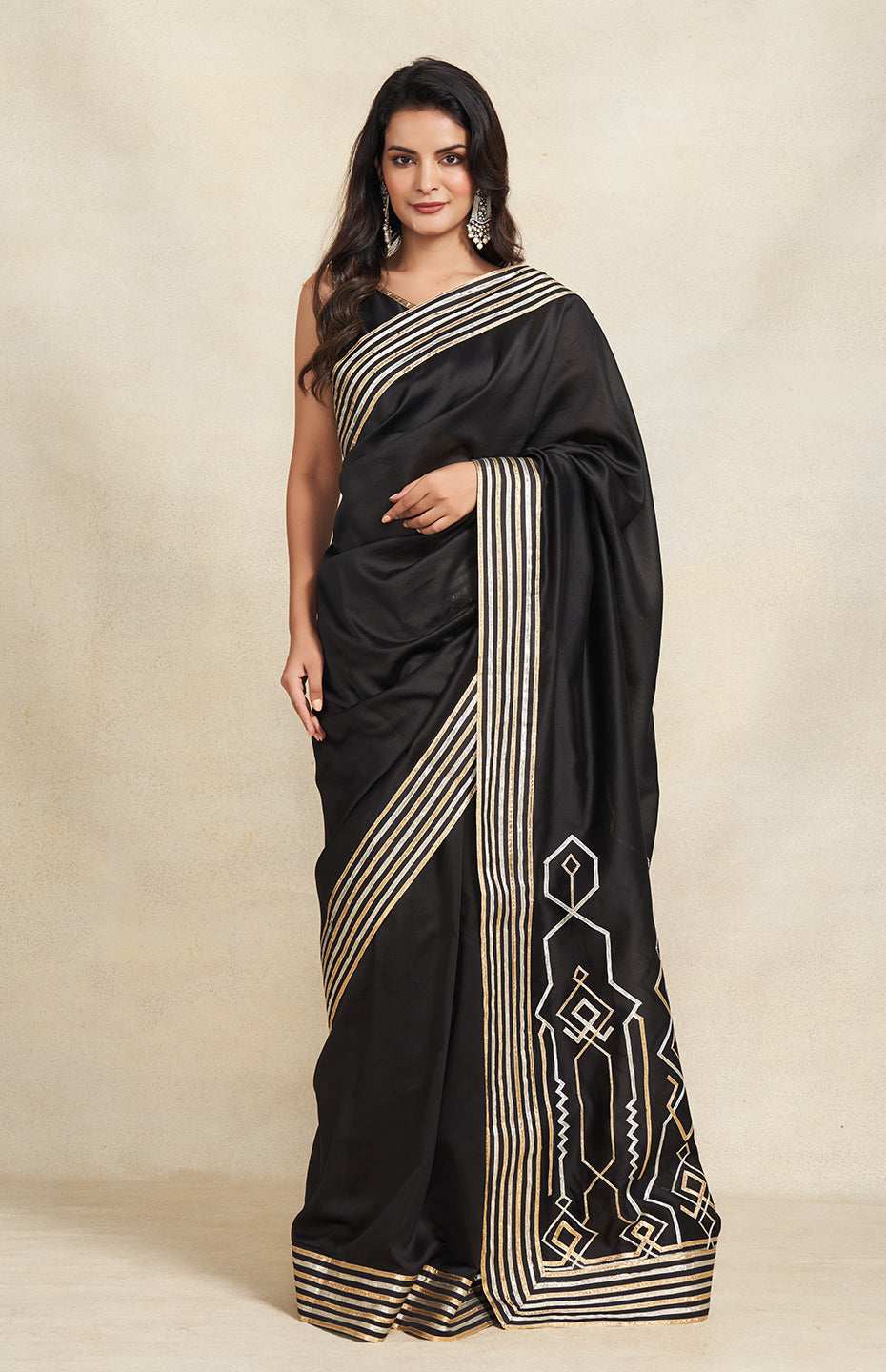 Black Heavy Gota Saree