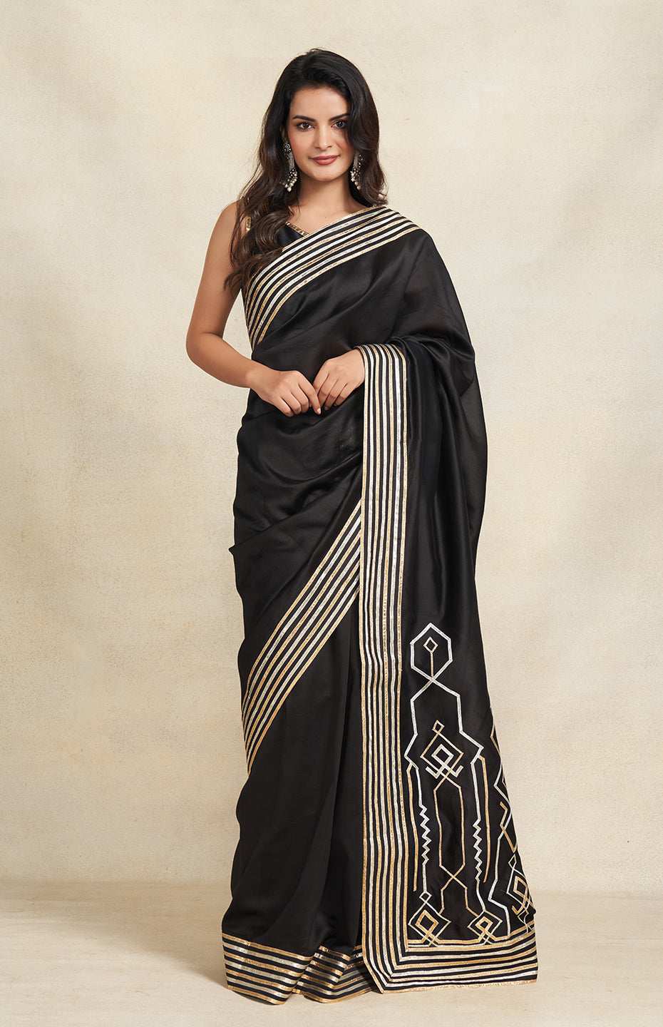 Black Heavy Gota Saree