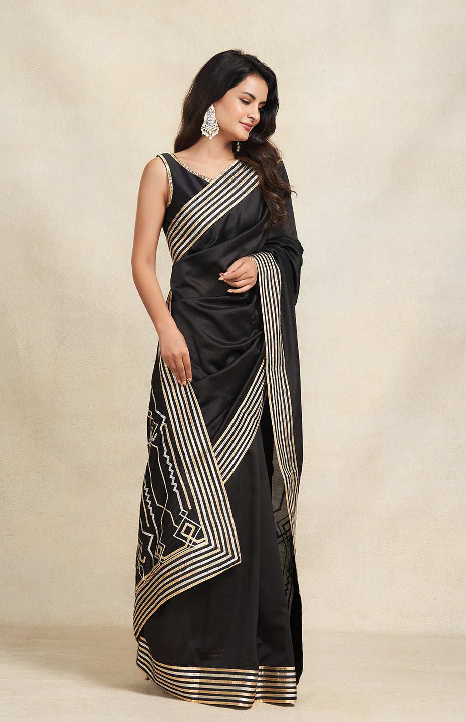 Black Heavy Gota Saree