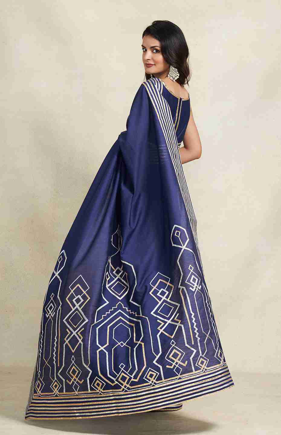 Indigo Heavy Gota Saree