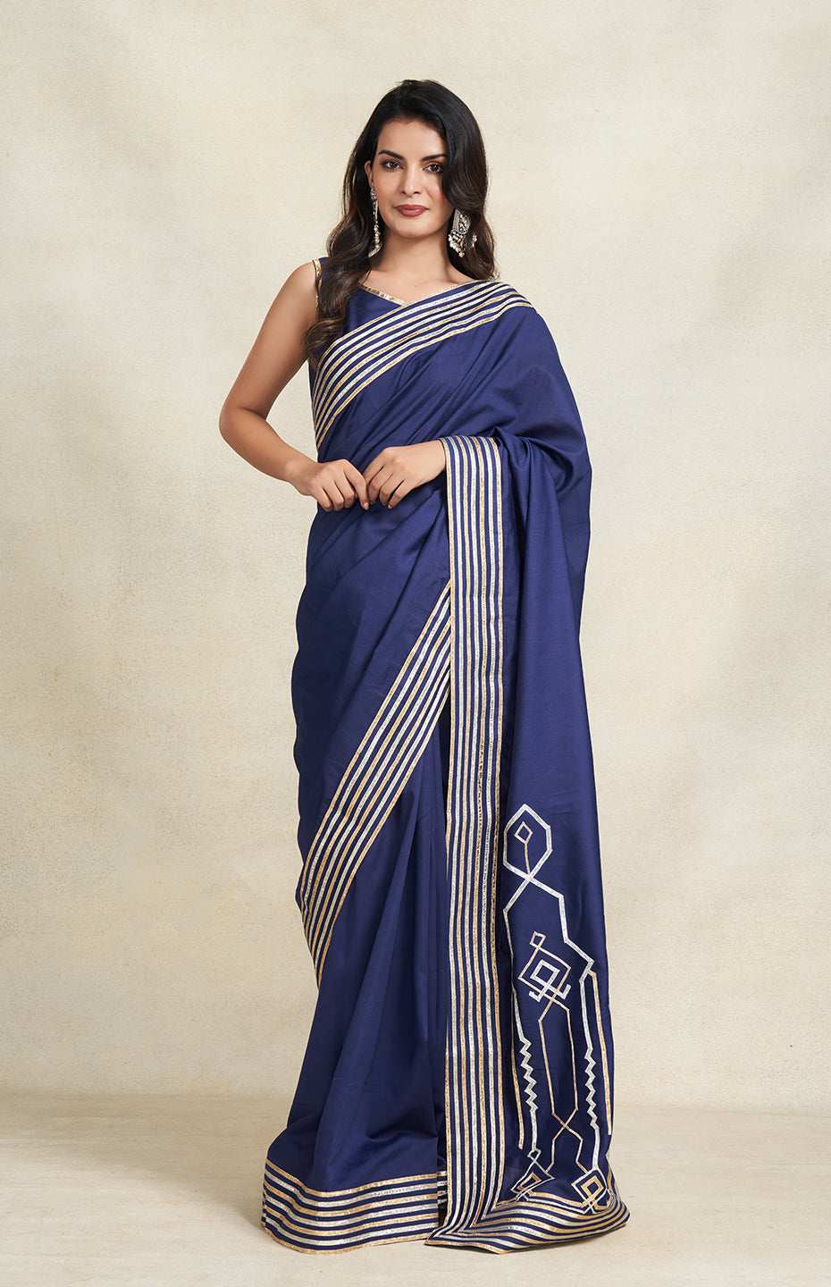 Indigo Heavy Gota Saree