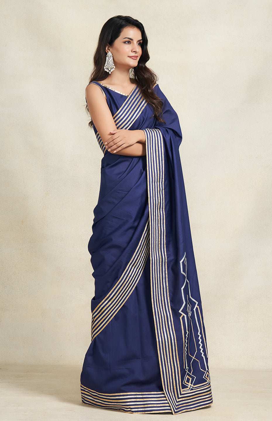 Indigo Heavy Gota Saree