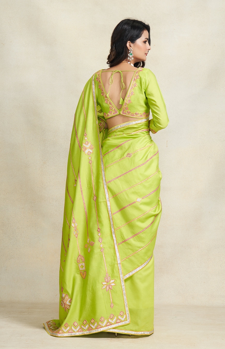 Lime Green Saree