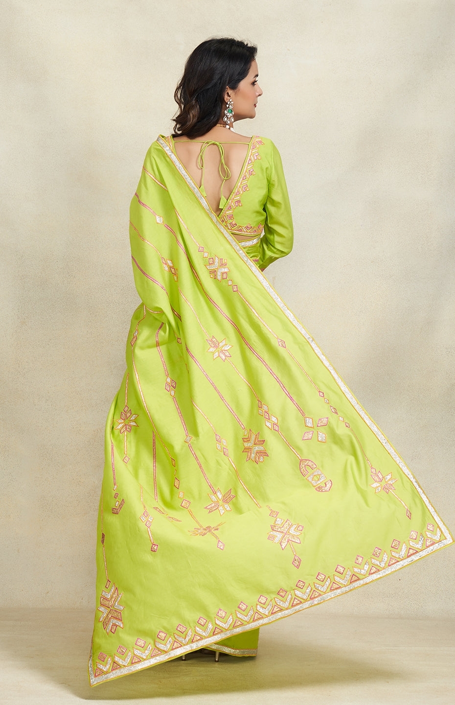 Lime Green Saree