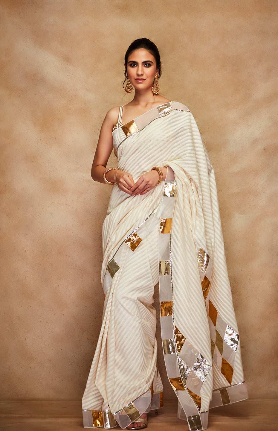 Off White Jamdani Gota Saree