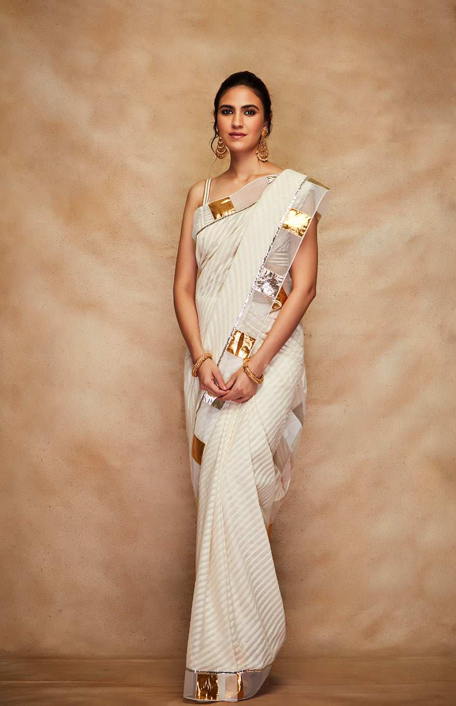 Off White Jamdani Gota Saree