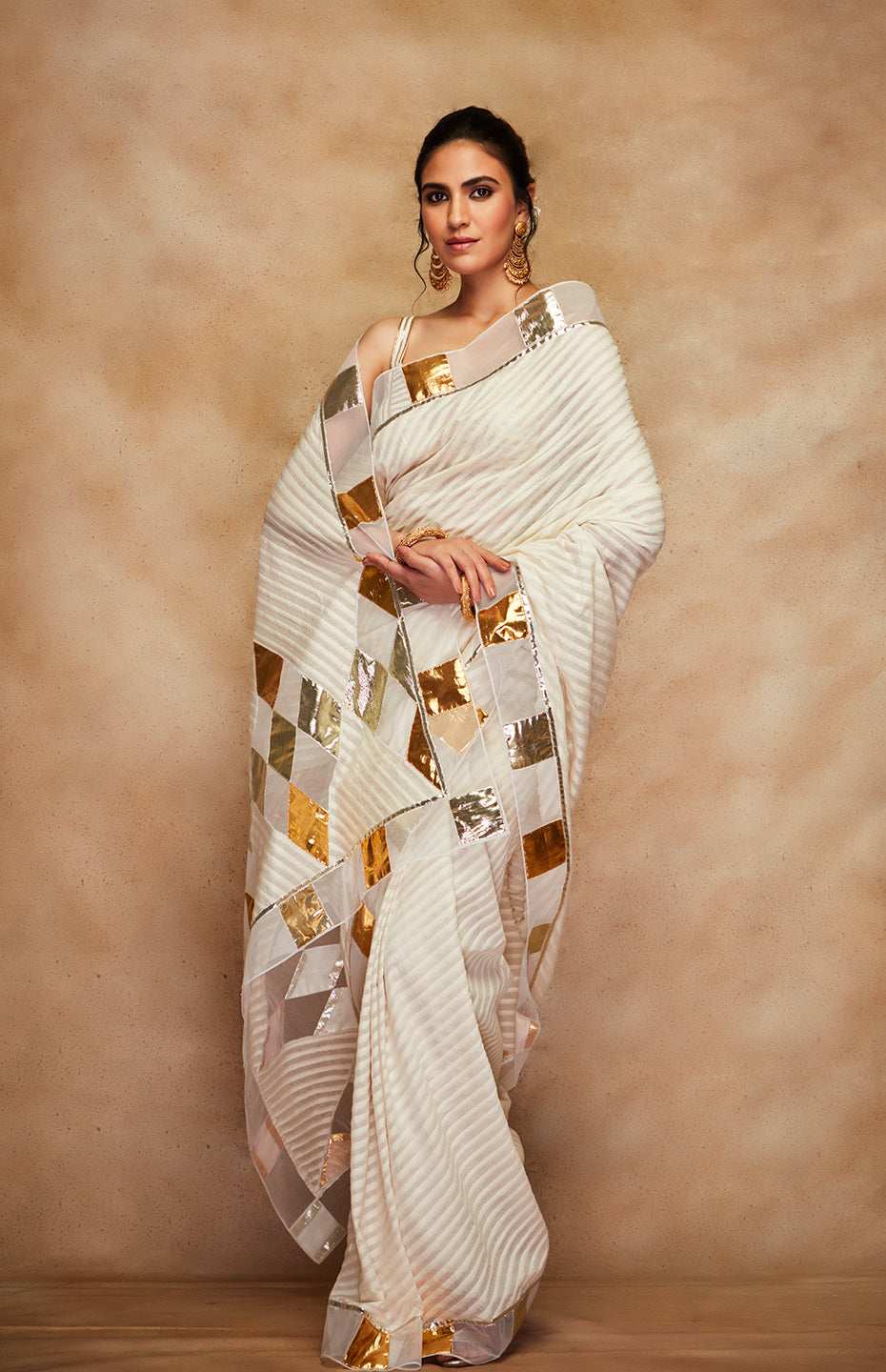 Off White Jamdani Gota Saree