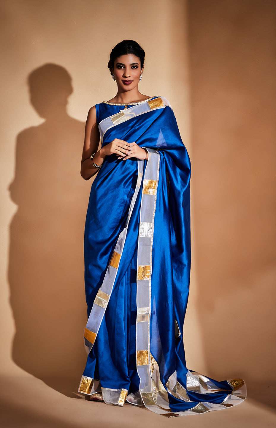 Royal Blue Chanderi Silk Gota Saree