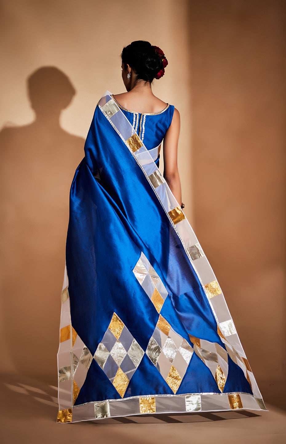 Royal Blue Chanderi Silk Gota Saree