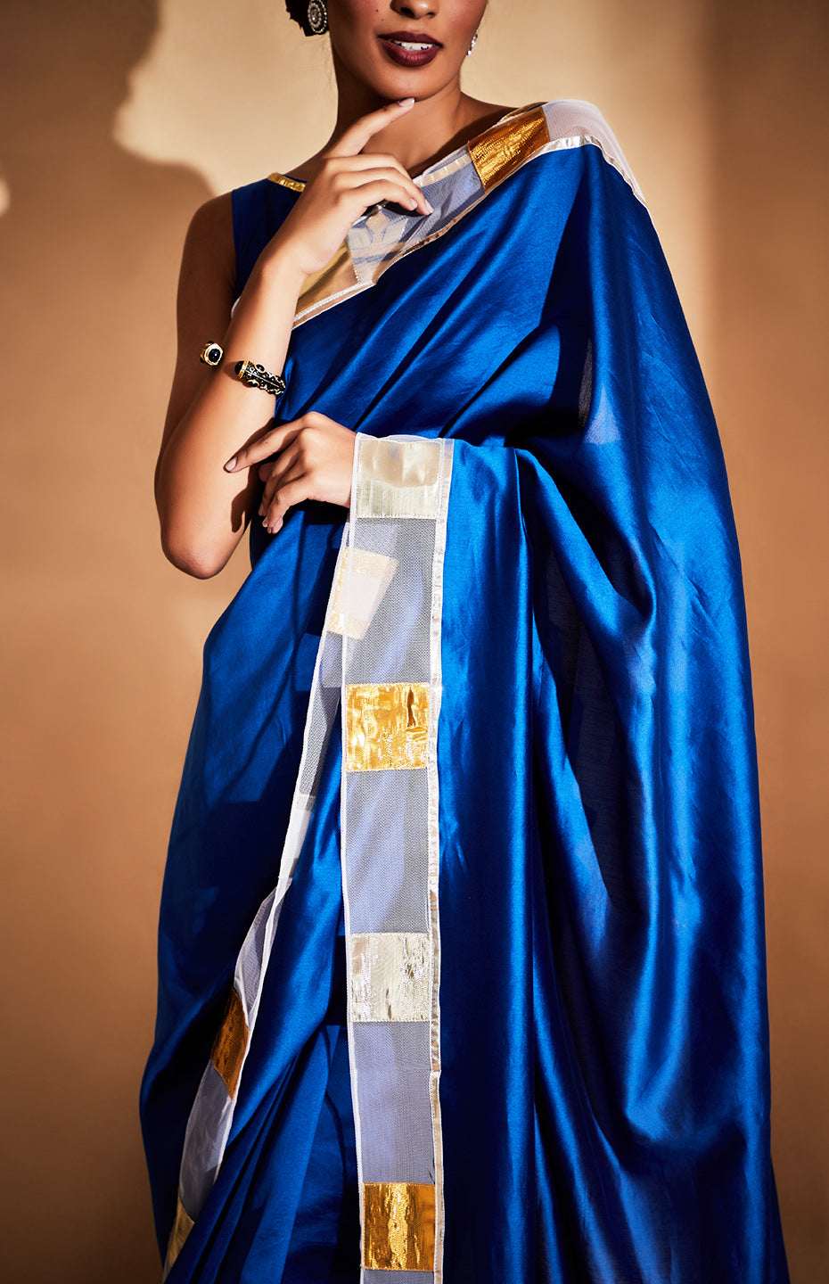 Royal Blue Chanderi Silk Gota Saree