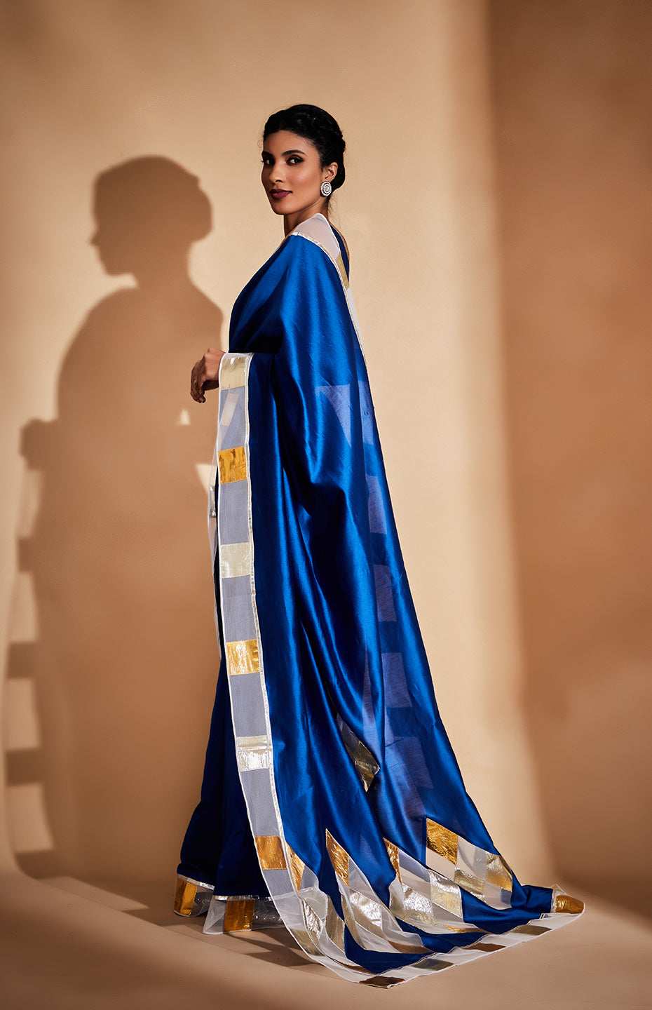 Royal Blue Chanderi Silk Gota Saree