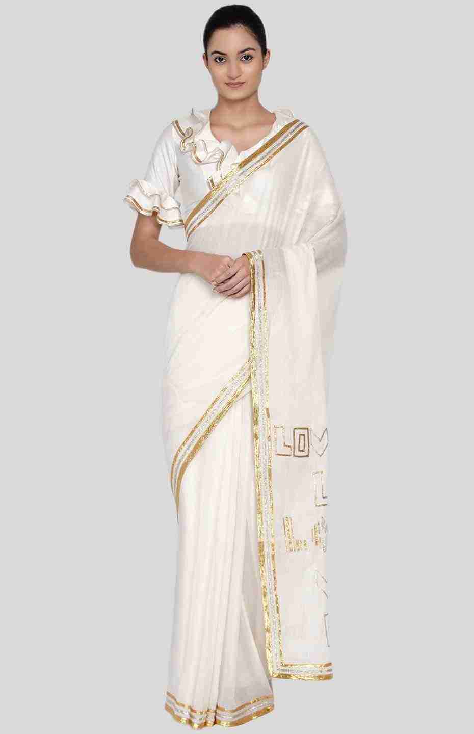 Off White Love Saree