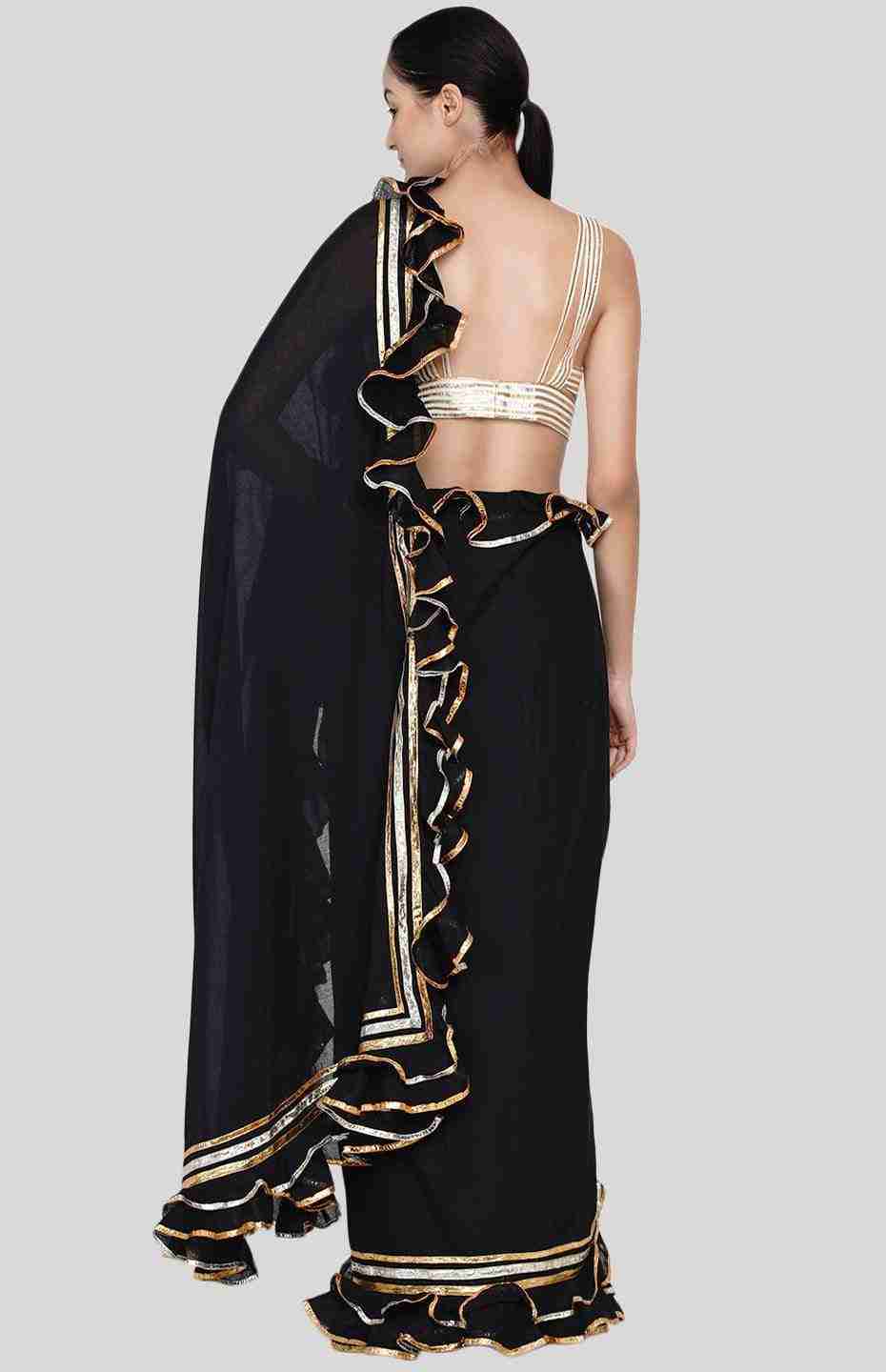 Black Ruffle Saree