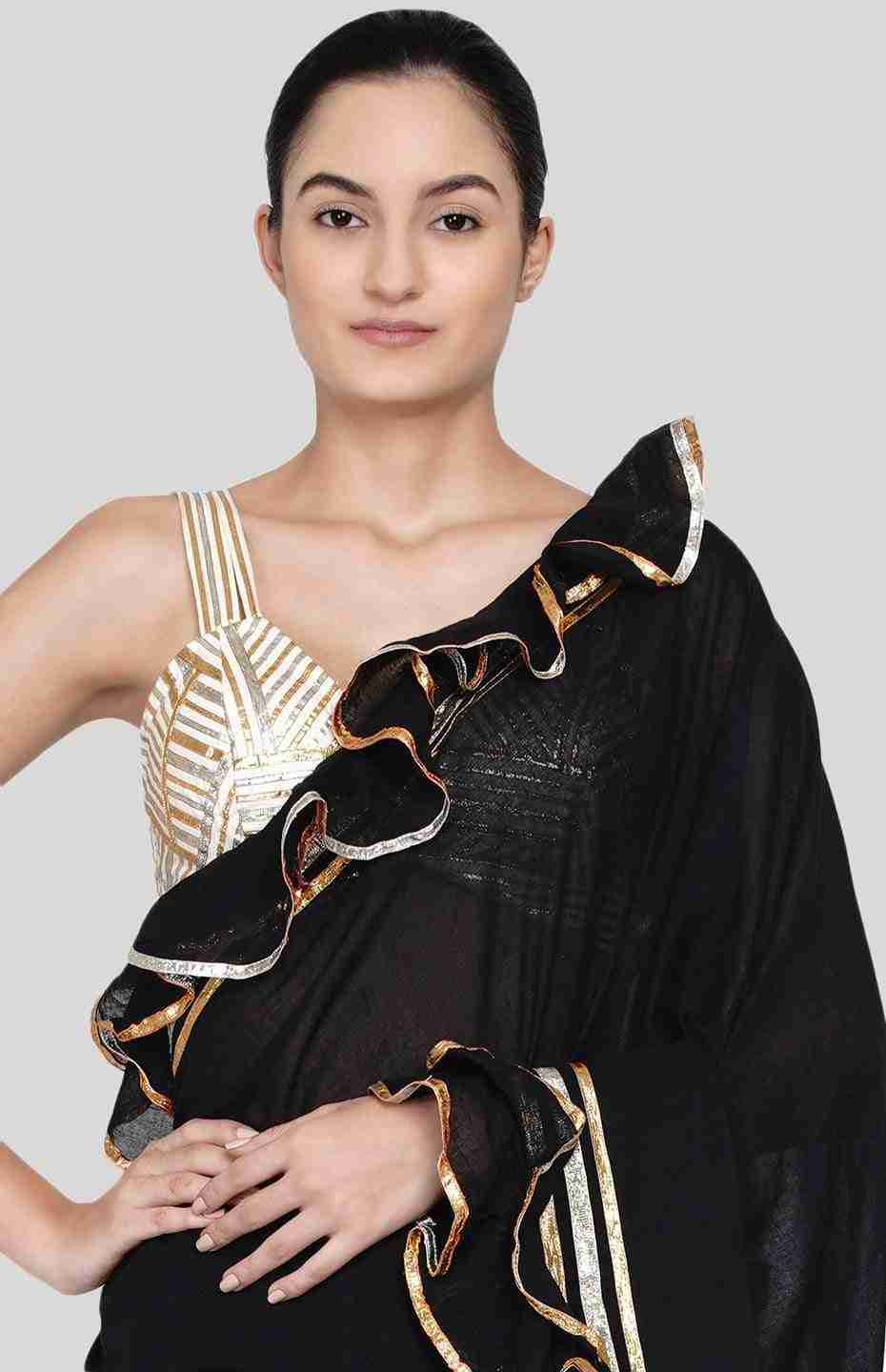 Black Ruffle Saree