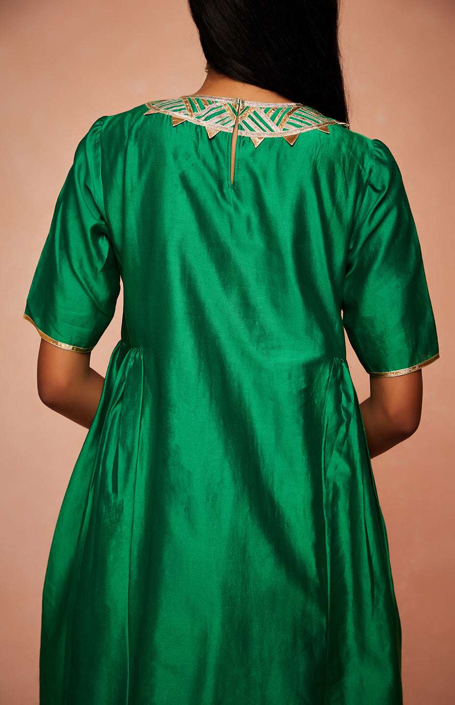 Green Chanderi Silk Gota Kurta