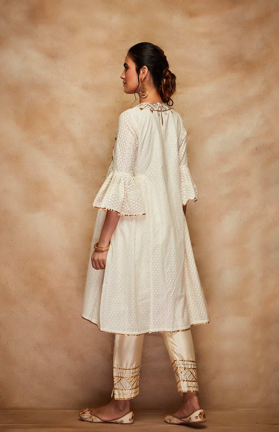 Off White Jamdani Gota Kurta