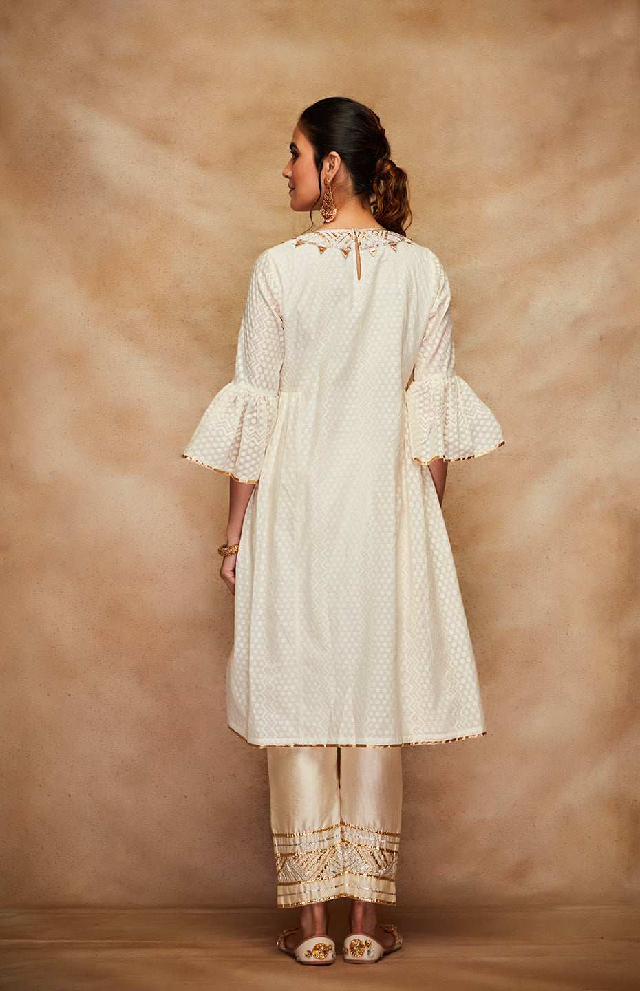 Off White Jamdani Gota Kurta