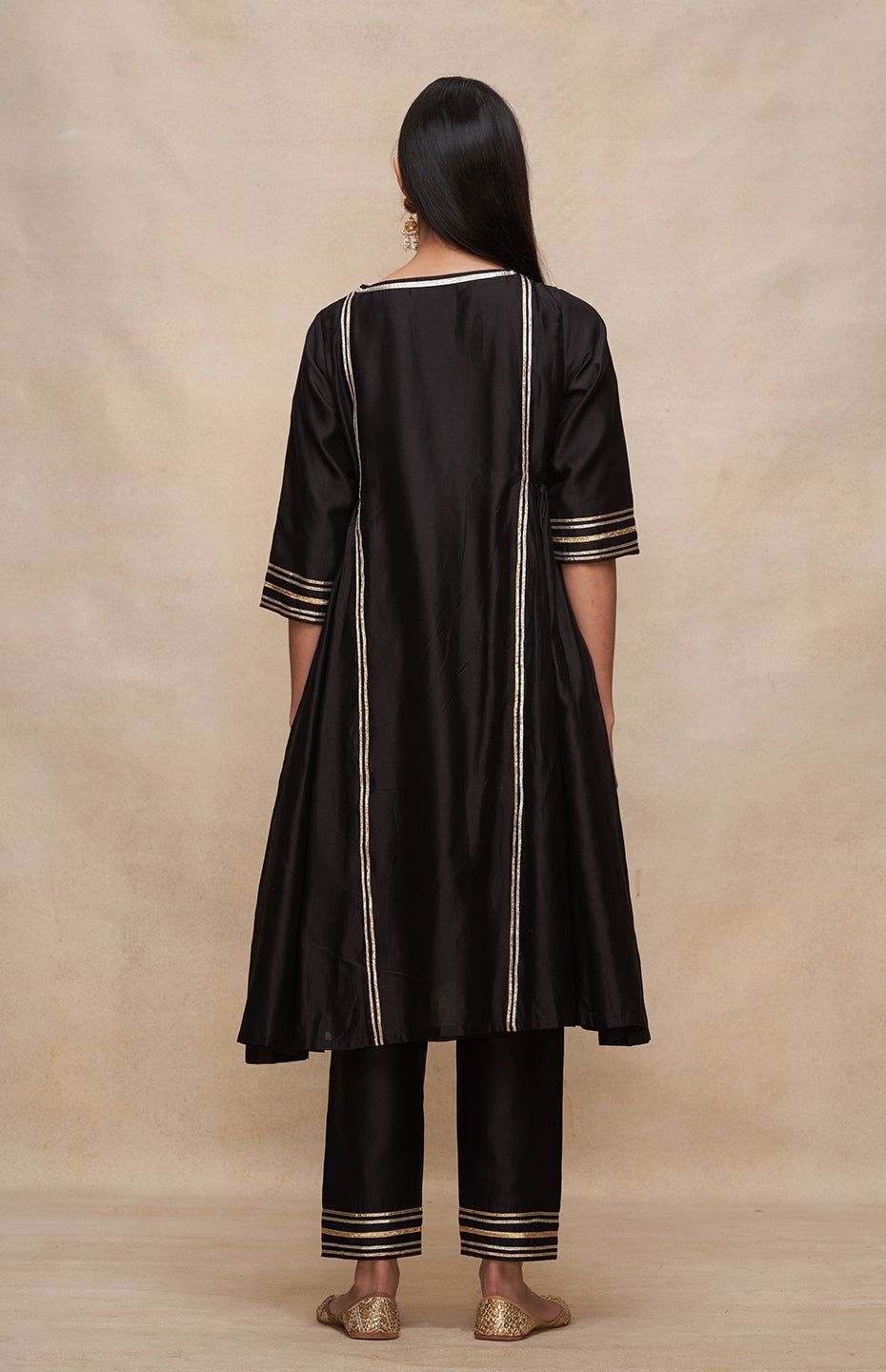 Black Gathered Kurta