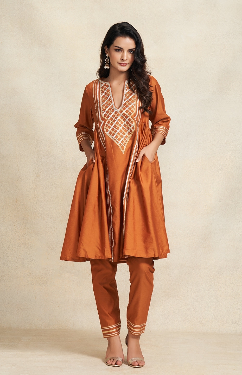 Dark Rust Gathered Kurta