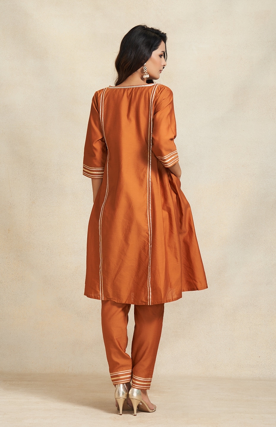 Dark Rust Gathered Kurta