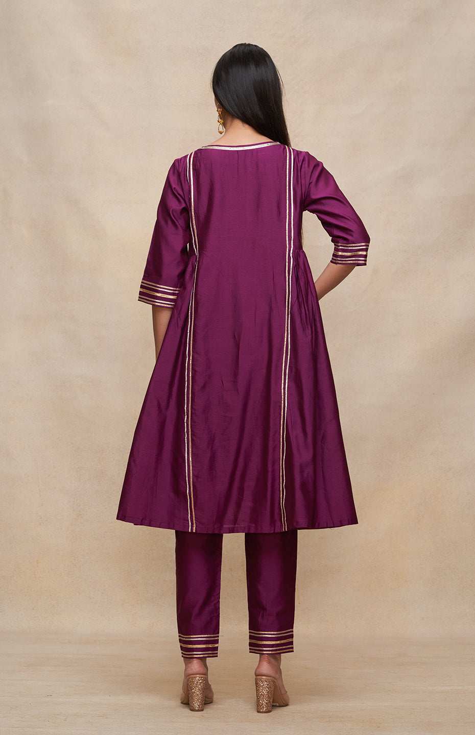 Wine Gathered Kurta