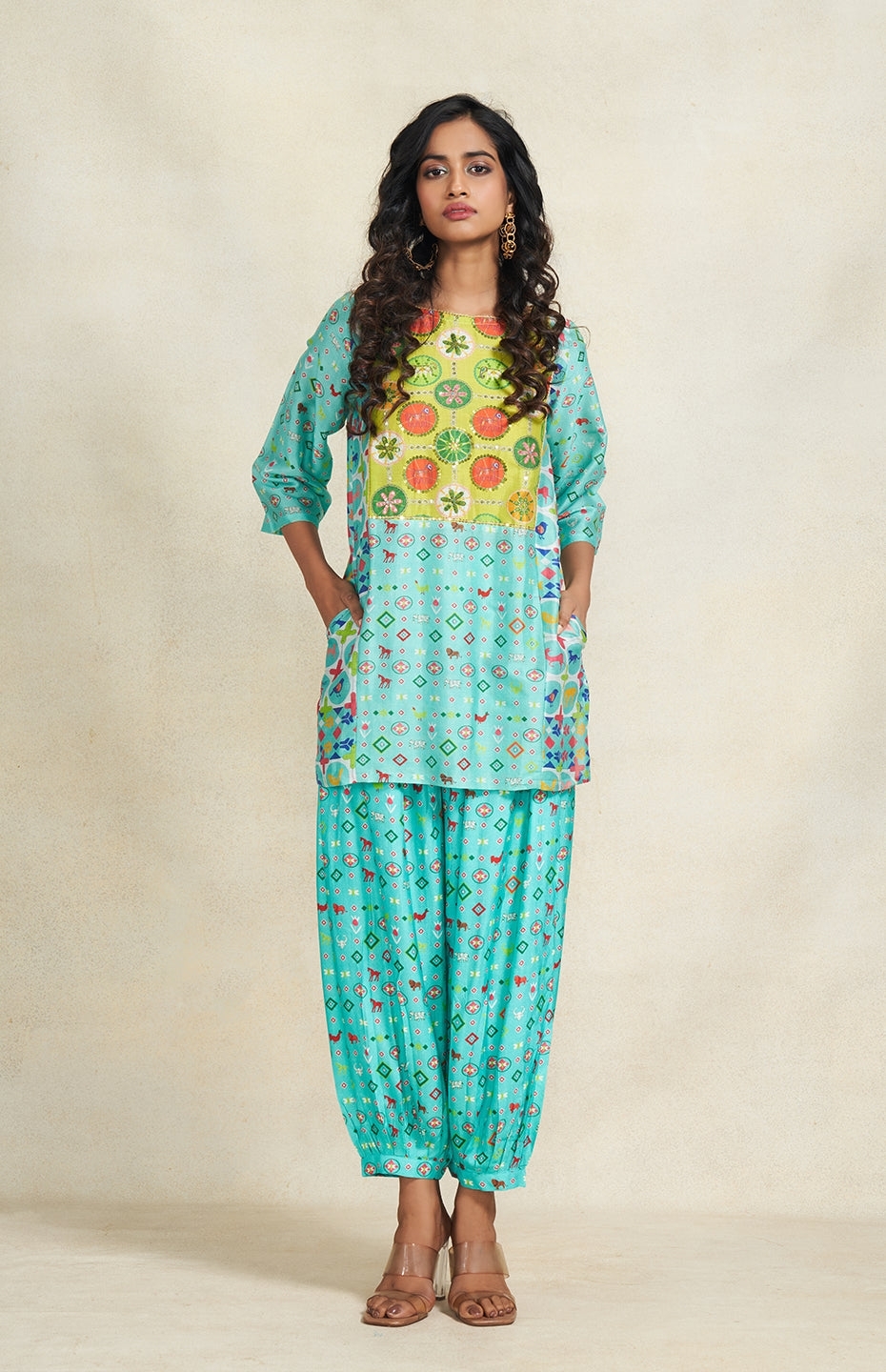 Turquoise Sequins Kurti