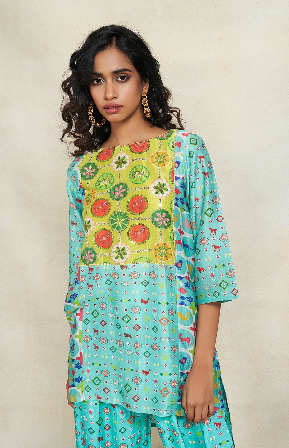 Turquoise Sequins Kurti