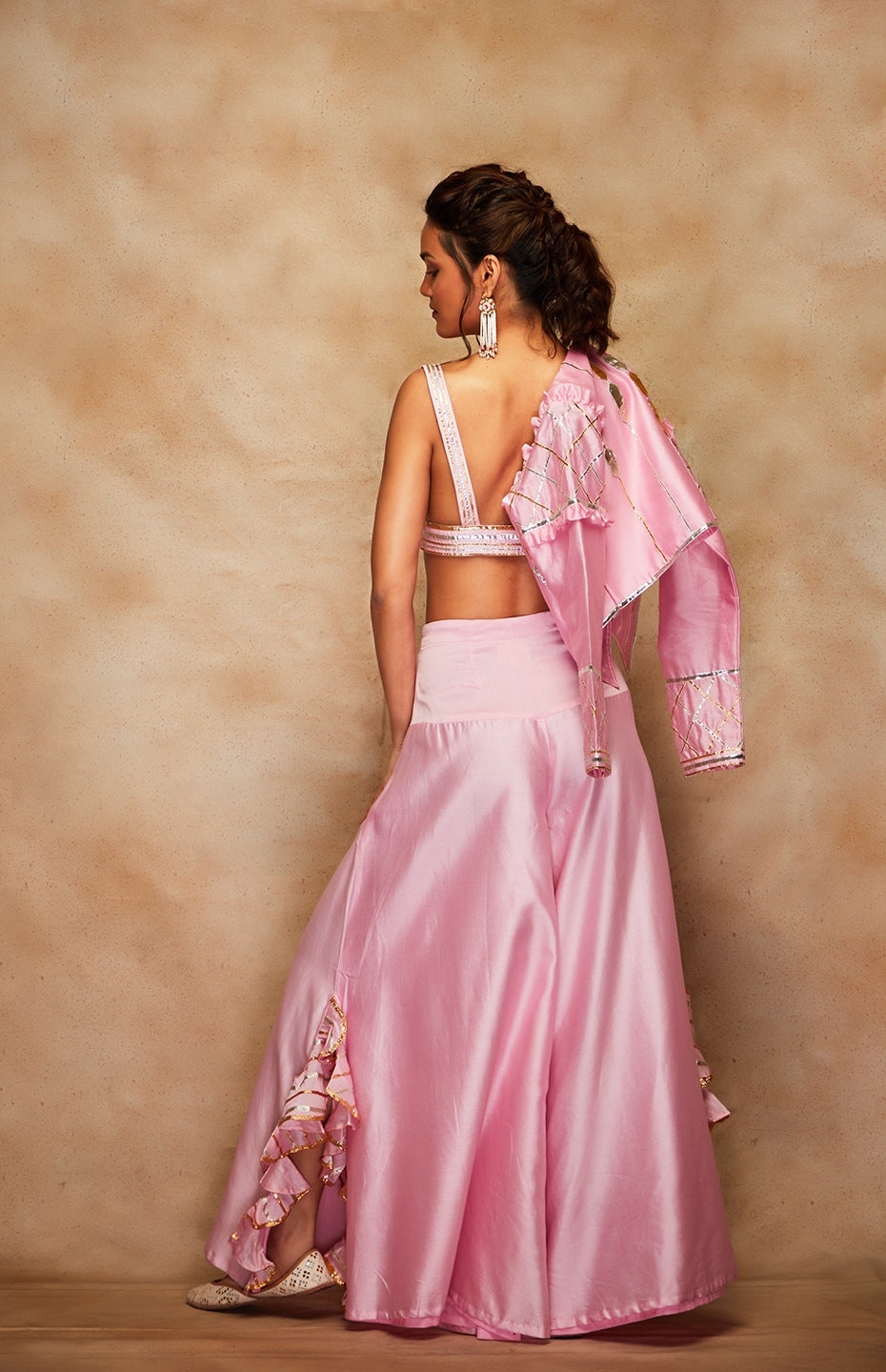 Pink Chanderi Silk Gota Sharara