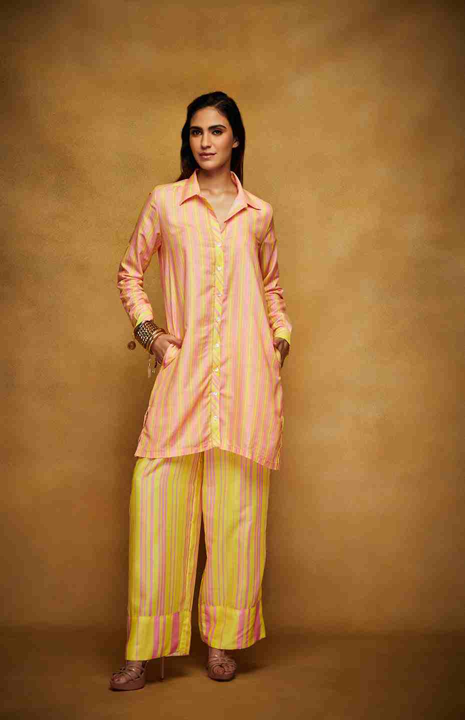 Pink & Yellow Shirt Dress