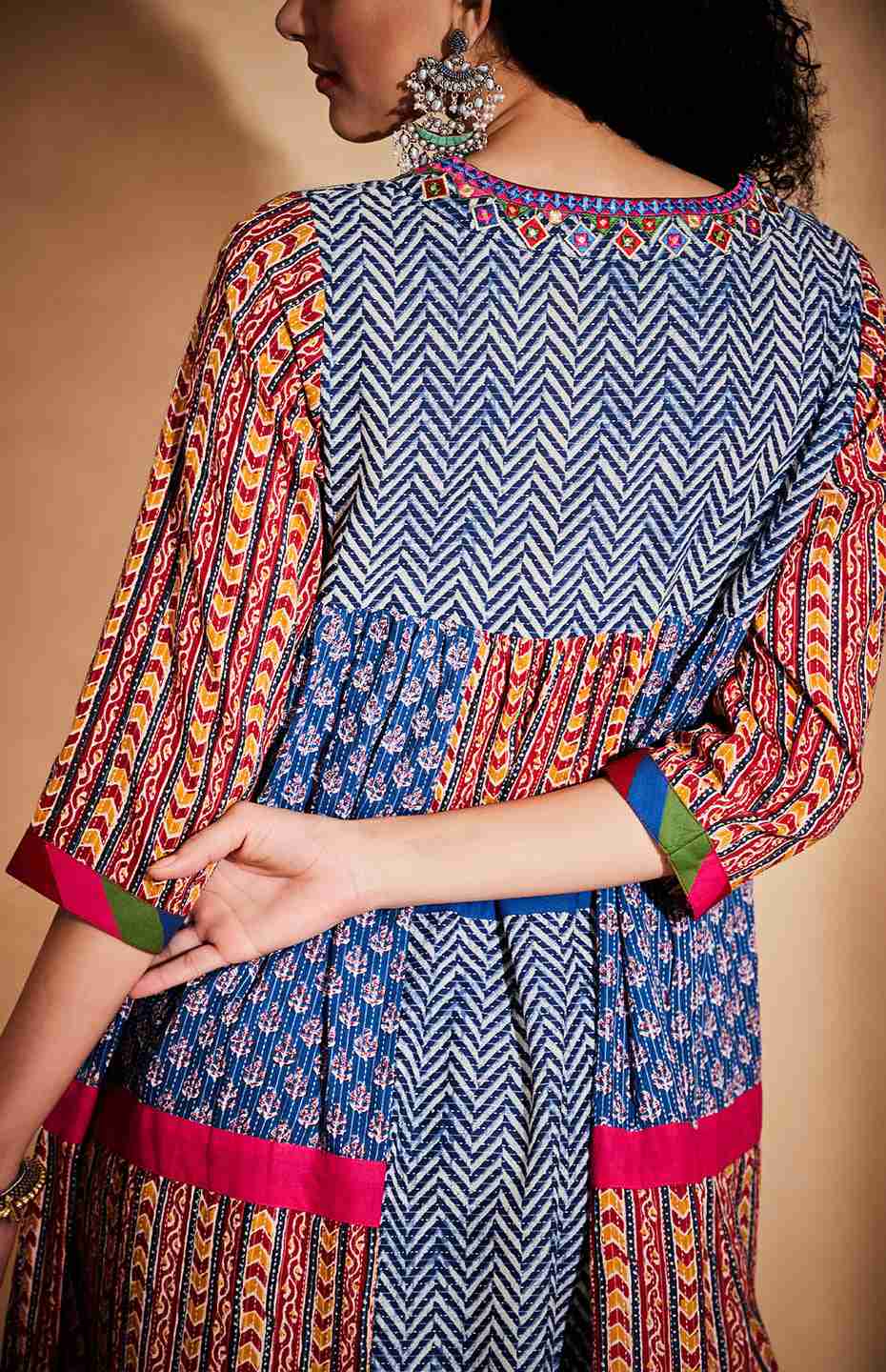 Tribal Patchwork Mirror Tiered Tunic