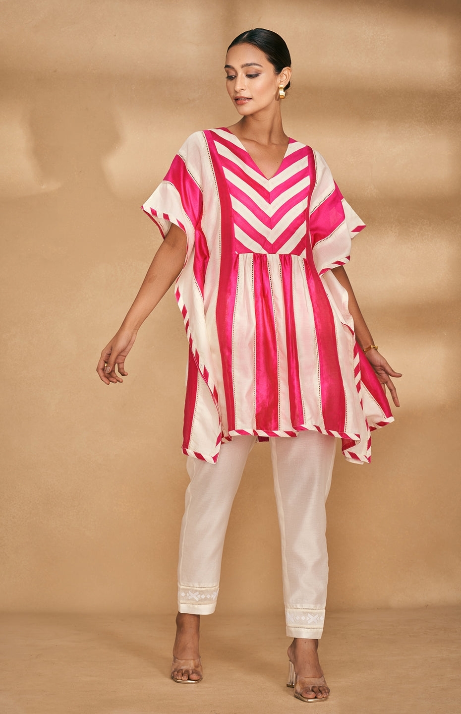 Pink Two Tone Short Kaftan