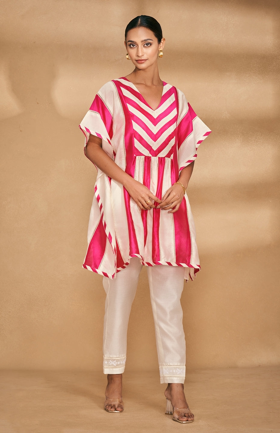 Pink Two Tone Short Kaftan