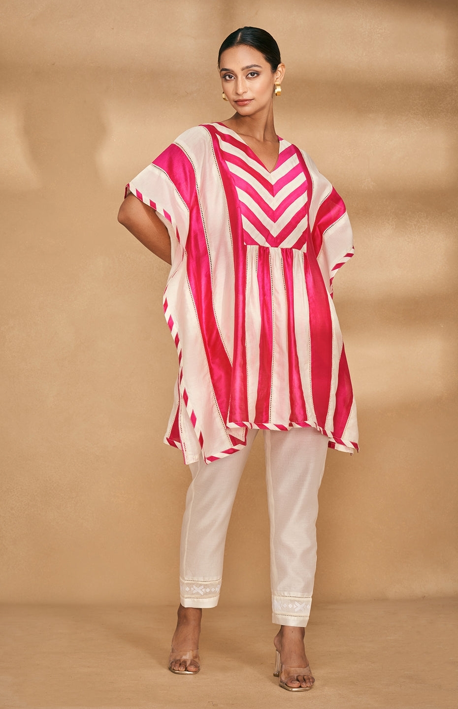 Pink Two Tone Short Kaftan