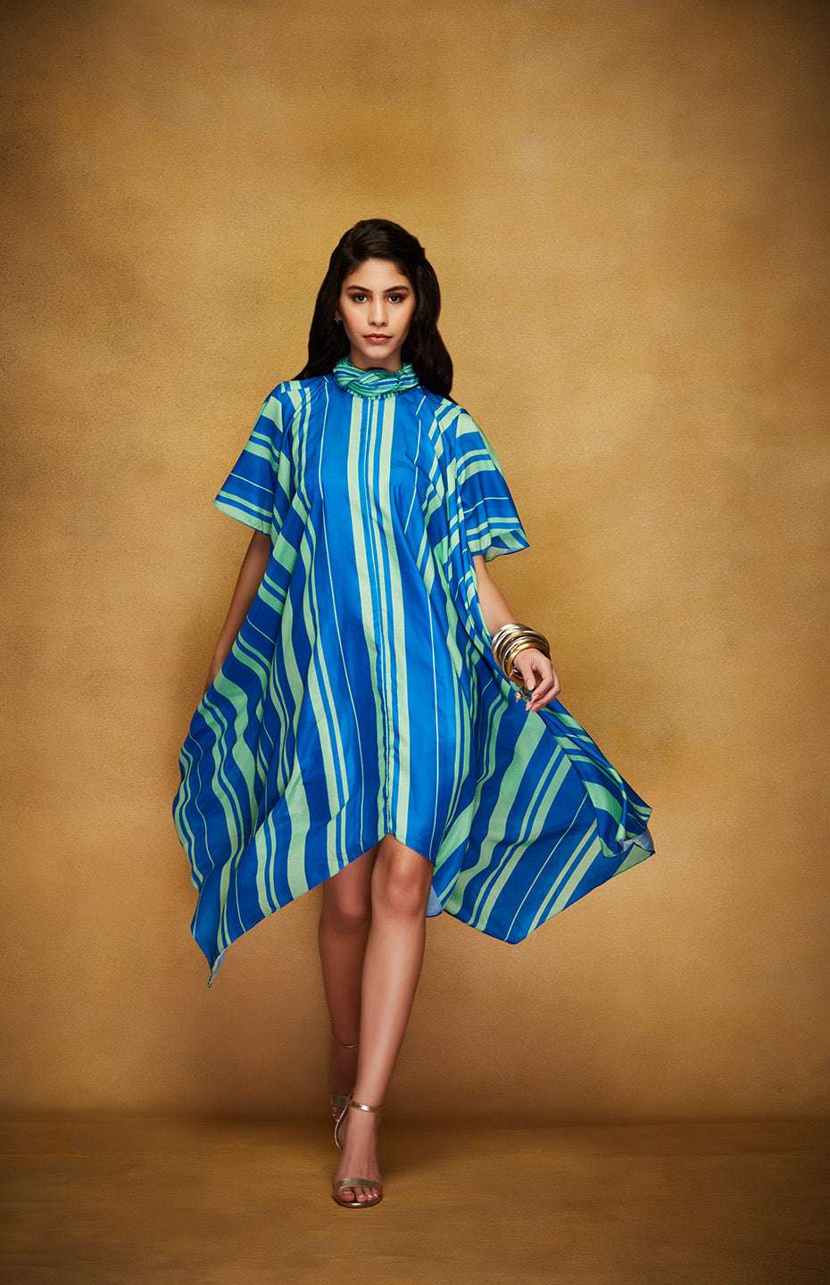 Green & Blue Tie Up Tunic