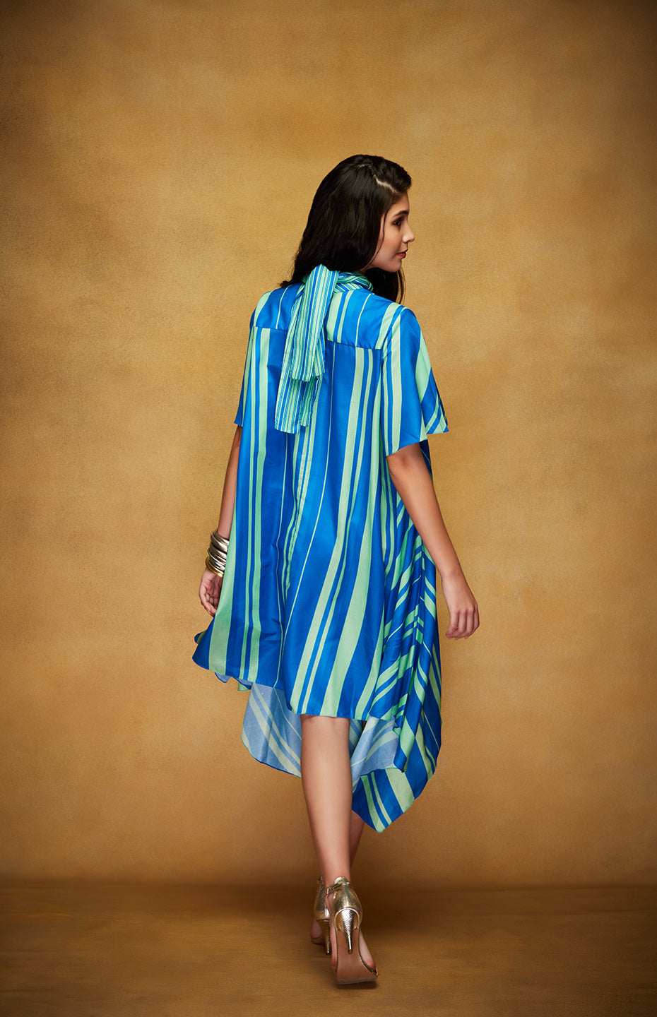 Green & Blue Tie Up Tunic