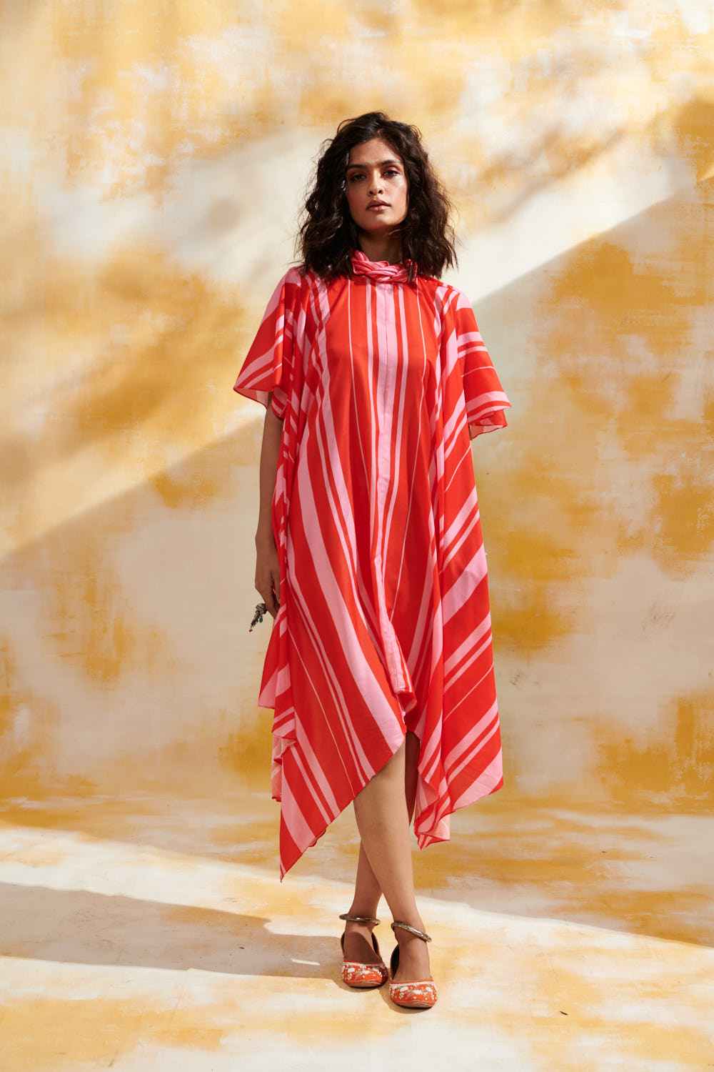 Red & Pink Tie Up Tunic