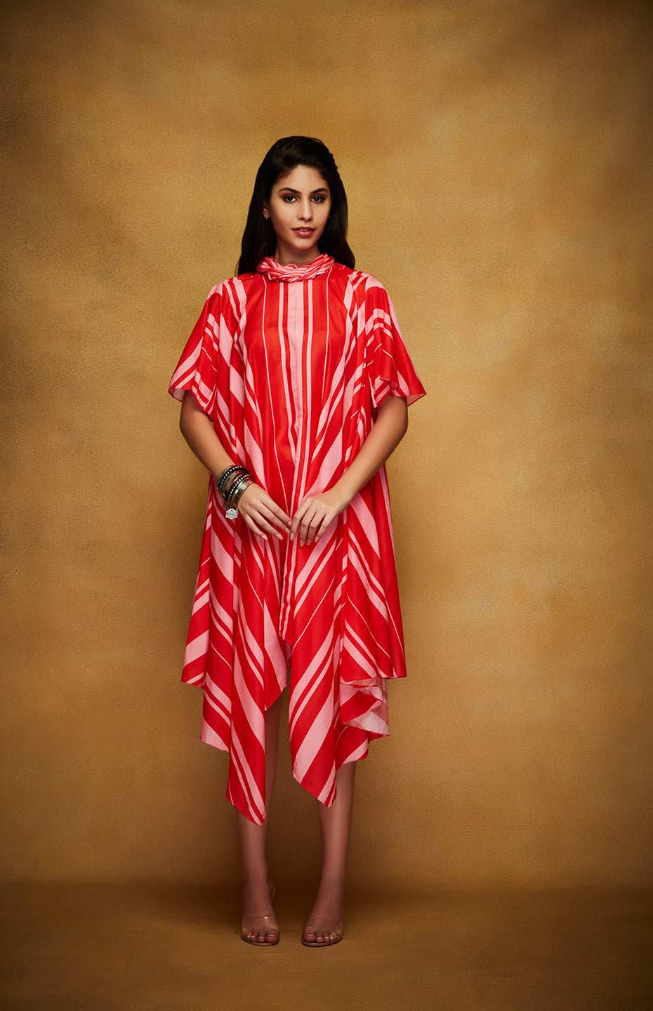 Red & Pink Tie Up Tunic