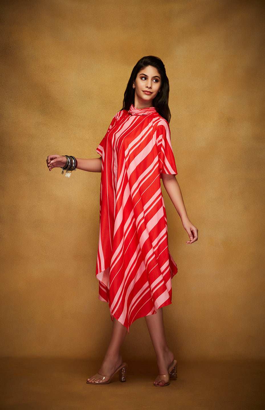 Red & Pink Tie Up Tunic