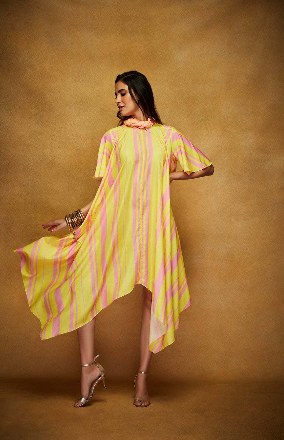 Pink & Yellow Tie Up Tunic