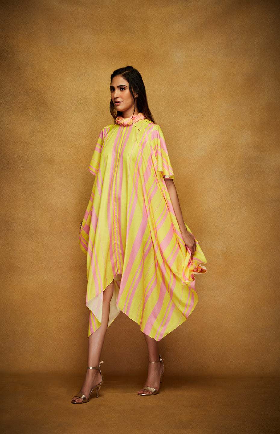 Pink & Yellow Tie Up Tunic