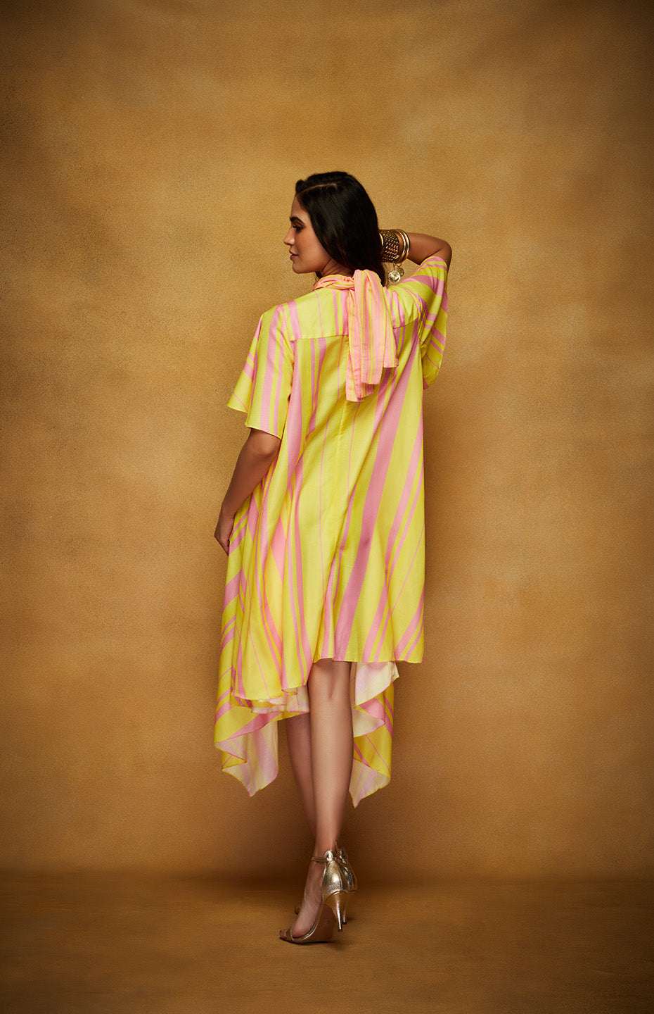 Pink & Yellow Tie Up Tunic