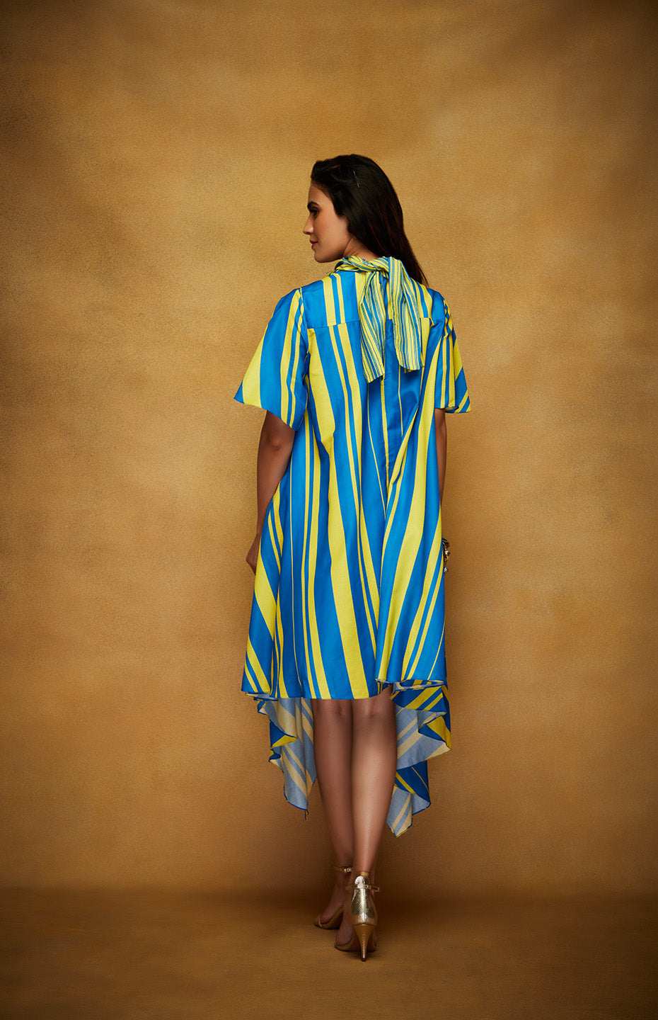 Yellow & Blue Tie Up Tunic