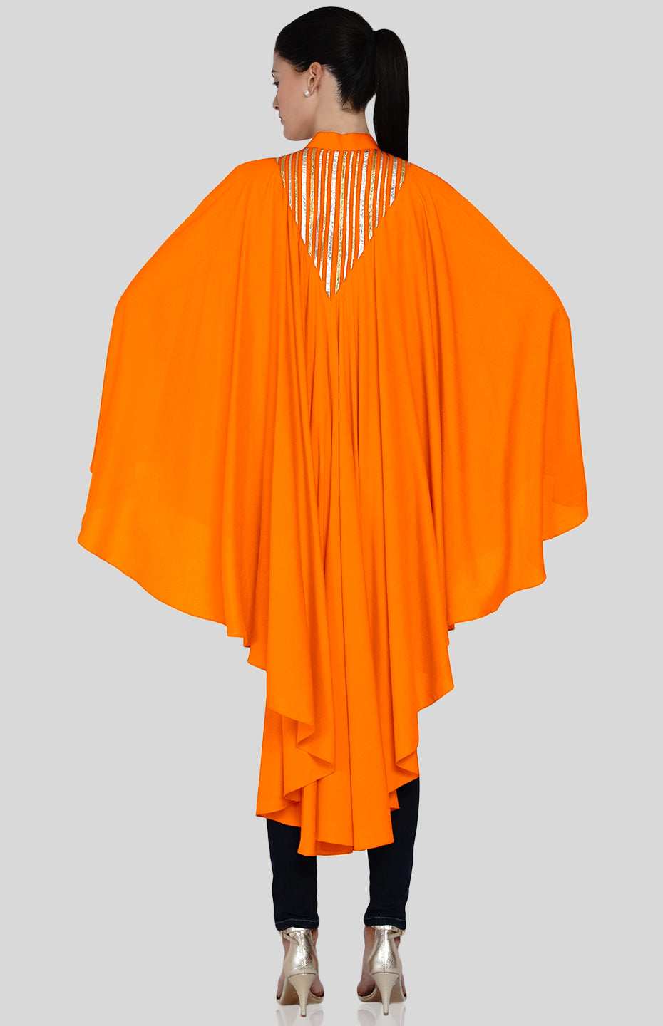Orange V Neck Long Shirt